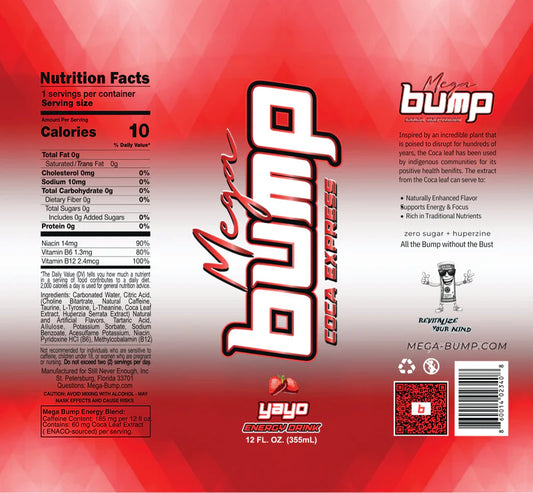 "Yayo" - Strawberry - Energy Drink - 12 pk