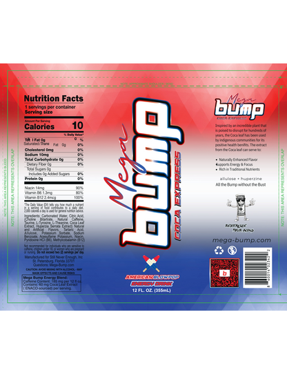 Mega Bump Energy Drink - American Blow Pop--Rocket Pop Flavor (12-Pack, 12 oz Sleek Cans)