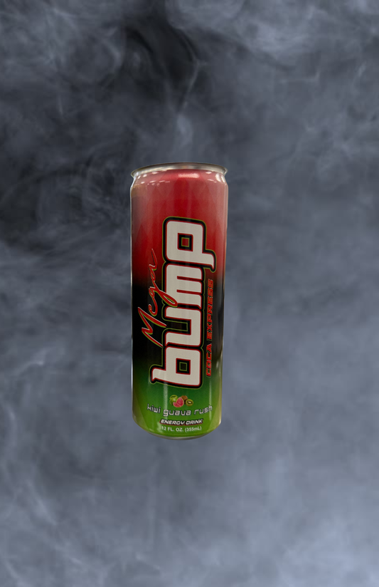 Mega Bump Energy Drink - Rush Kiwi Guava Flavor - Coca Leaf Infused, Low Calorie 12-Pack
