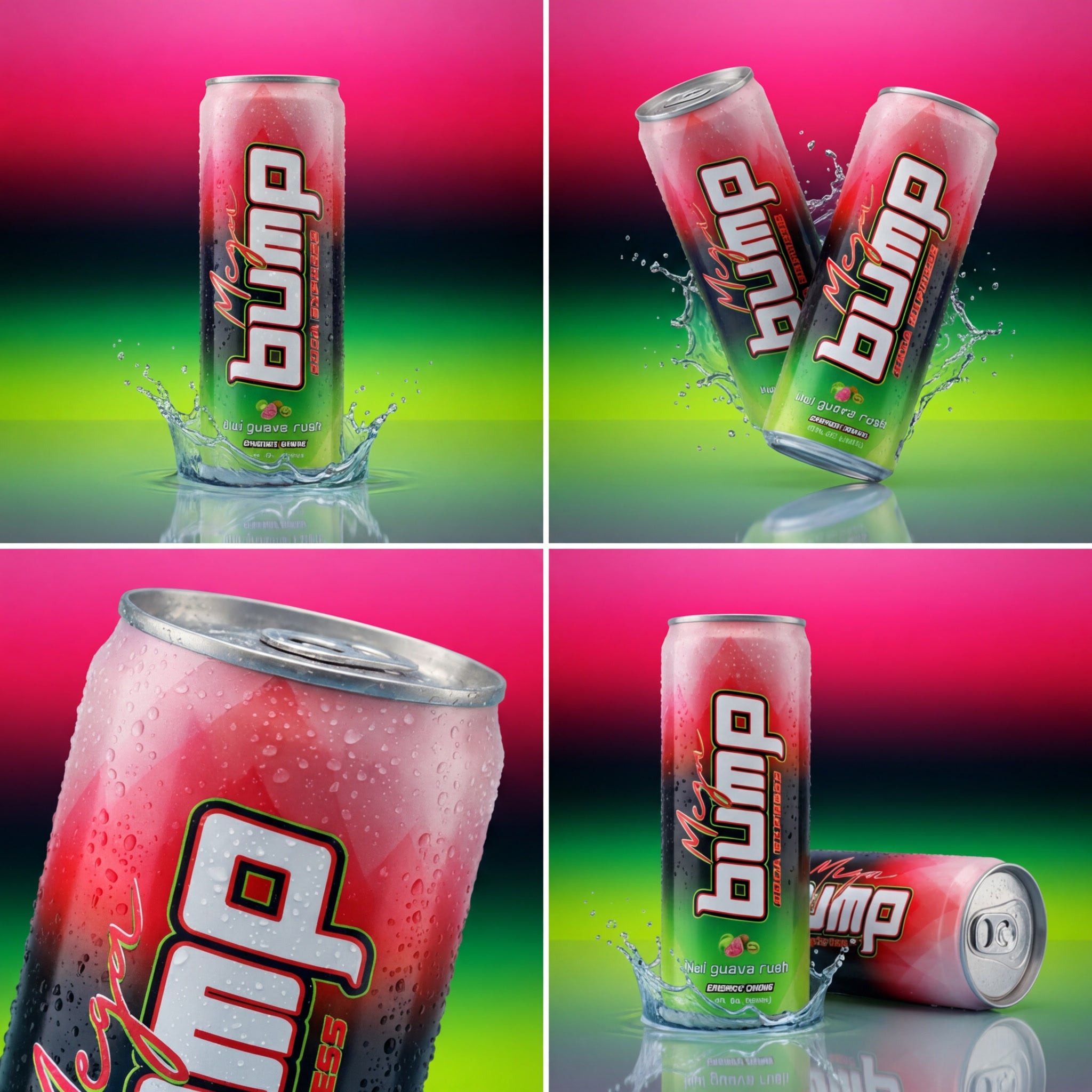 Mega Bump Energy Drink - Rush Kiwi Guava Flavor - Coca Leaf Infused, L
