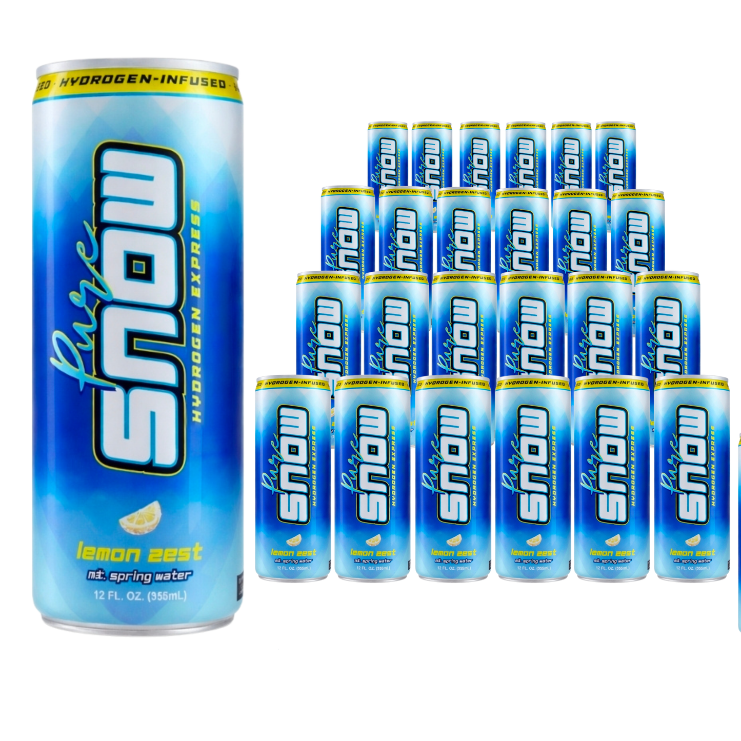 Pure Snow Lemon Zest Hydrogen Rich Water | 12 & 24-Pack | Real Lemon, Sealed in Aluminum