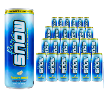 Pure Snow Lemon Zest Hydrogen Rich Water | 12 & 24-Pack | Real Lemon, Sealed in Aluminum
