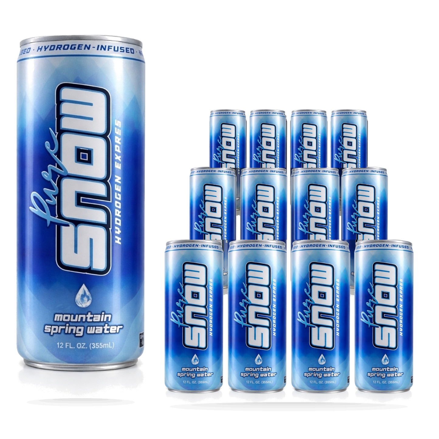 Pure Snow Hydrogen Rich Water | 12 & 24-Pack | Natural Spring Water, Sealed in Aluminum