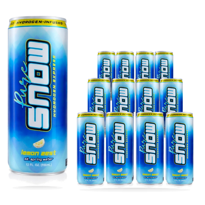 Pure Snow Lemon Zest Hydrogen Rich Water | 12 & 24-Pack | Real Lemon, Sealed in Aluminum