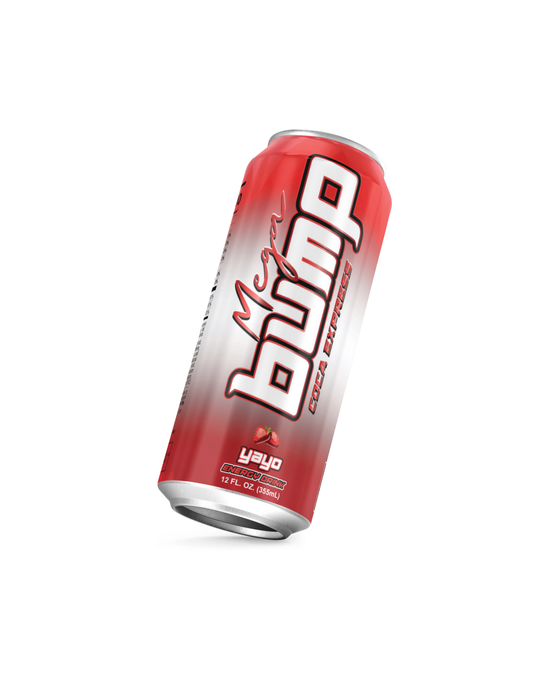 Mega Bump Energy Drink - Yayo Strawberry Flavor (12-Pack, 12 oz Sleek Cans)