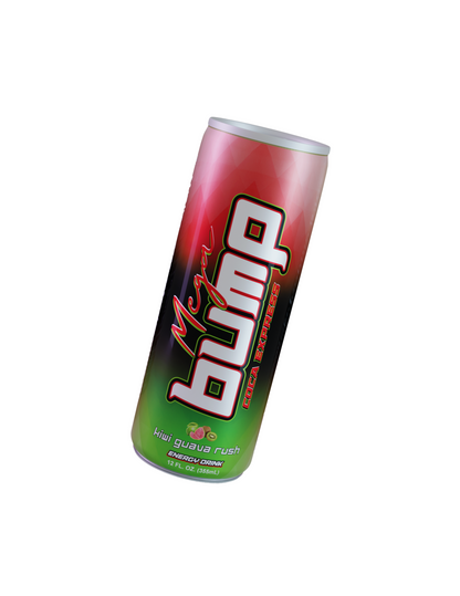 Mega Bump Energy Drink - Rush Kiwi Guava Flavor (12-Pack, 12 oz Sleek Cans)