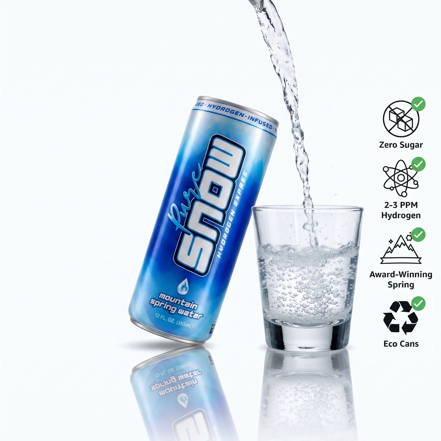 Pure Snow Hydrogen Water | 12-Pack | 2–3 PPM Sealed in Aluminum